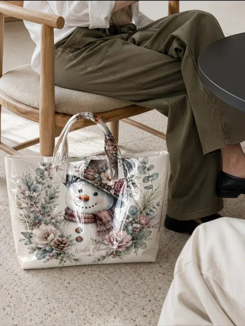 Winter Bloom Snowman PVC Daily Commute Tote